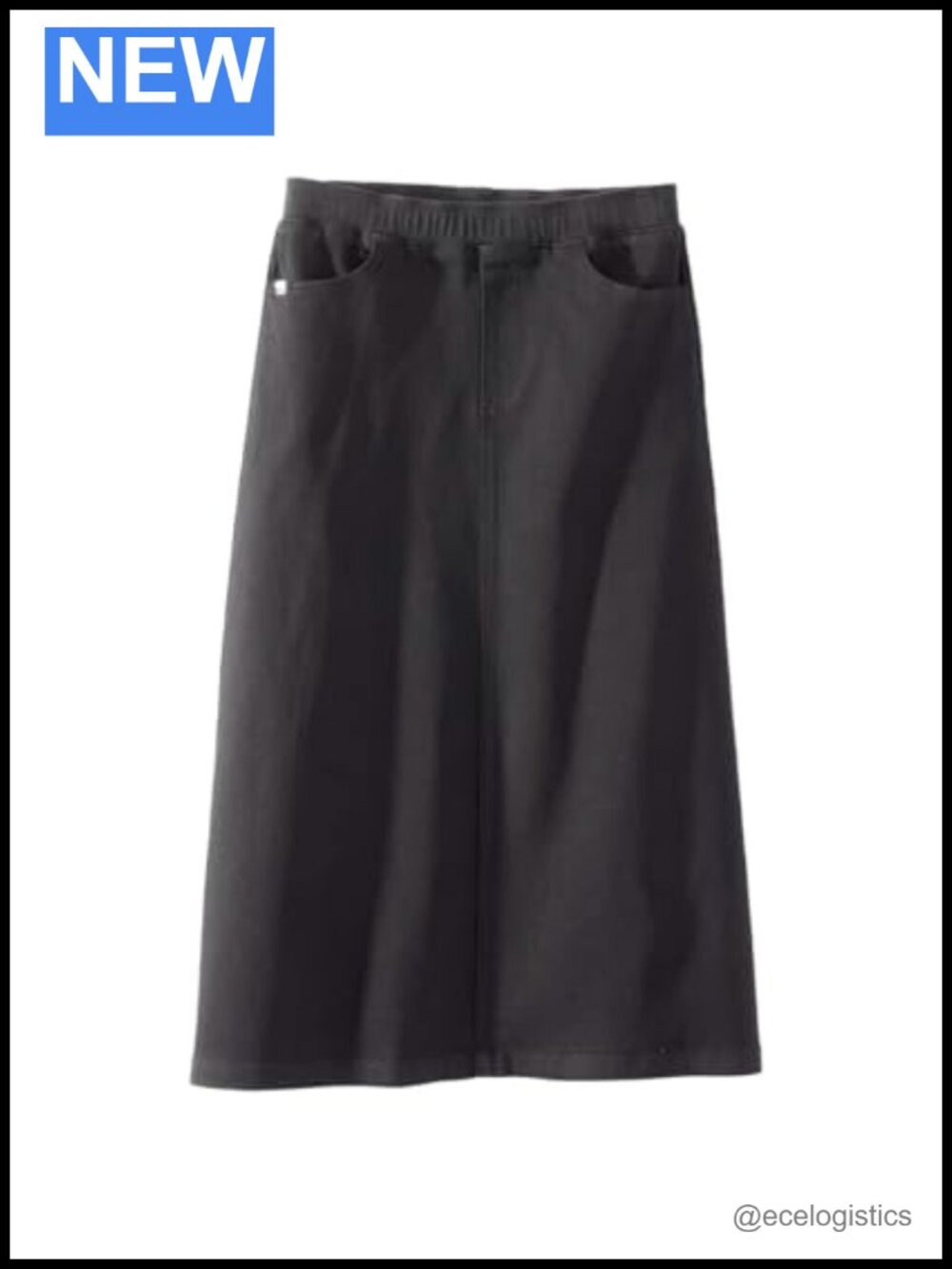 Adaptive Pull On Denim Midi Skirt Elastic Waist Assisted Dressing
